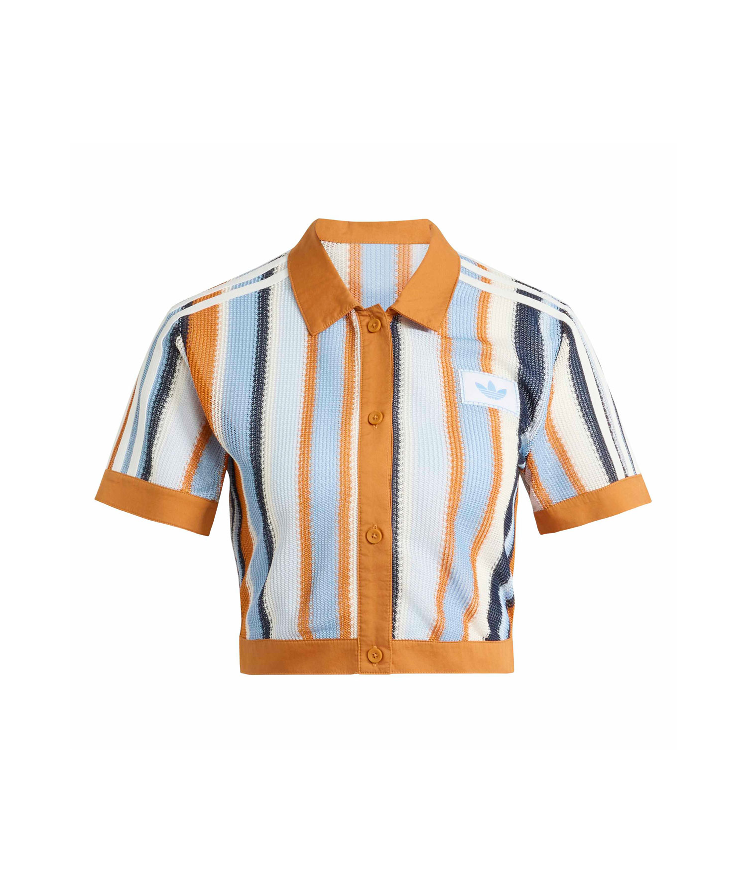 adidas SUMMER GLOW STRIPED CROPPED POLO