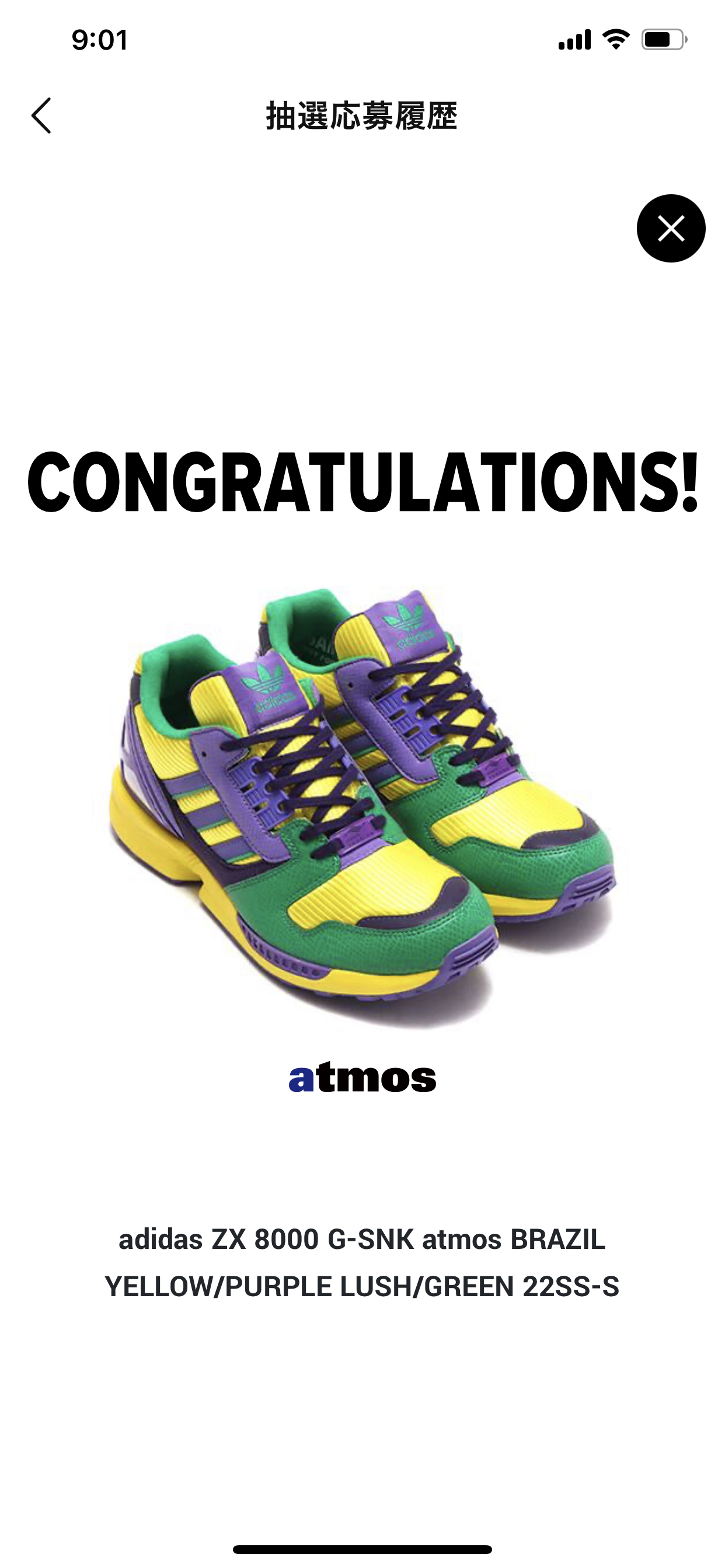 adidas ZX 8000 G-SNK atmos BRAZIL