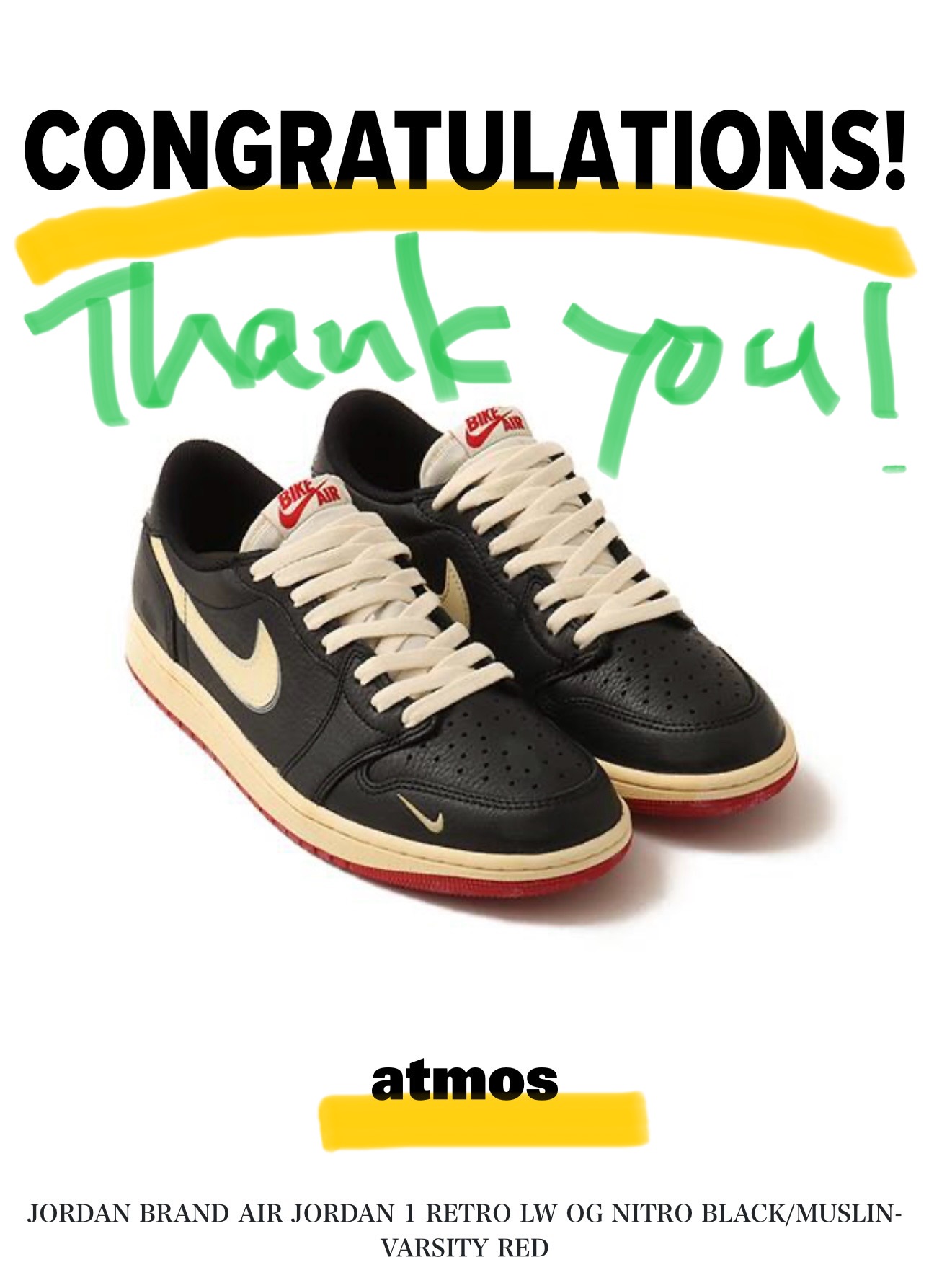 AIR JORDAN1 レトロ　LW OG NITRO 新品 JORDAN BRAND AIR JORDAN 1 RETRO LW OG NITRO BLACK/MUSLIN-VARSITY